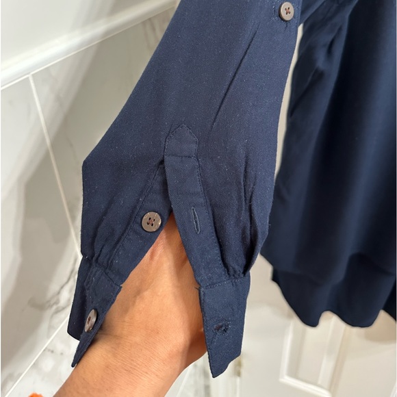 Modest Sheep Women’s Linen Blouse Navy Oversized Loose and Flowy - Picture 3 of 6